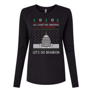 All I Want For Christmas Is A New President Let's Go Brandon Womens Cotton Relaxed Long Sleeve T-Shirt