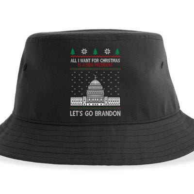 All I Want For Christmas Is A New President Let's Go Brandon Sustainable Bucket Hat