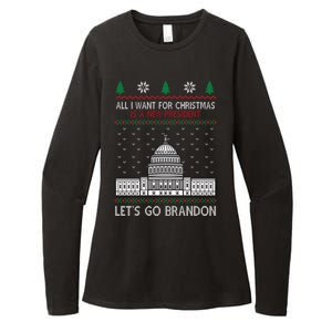 All I Want For Christmas Is A New President Let's Go Brandon Womens CVC Long Sleeve Shirt