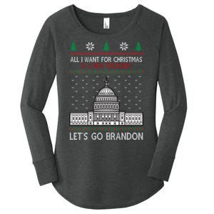 All I Want For Christmas Is A New President Let's Go Brandon Women's Perfect Tri Tunic Long Sleeve Shirt