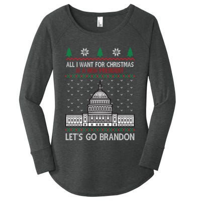 All I Want For Christmas Is A New President Let's Go Brandon Women's Perfect Tri Tunic Long Sleeve Shirt
