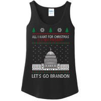 All I Want For Christmas Is A New President Let's Go Brandon Ladies Essential Tank