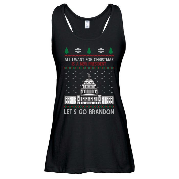 All I Want For Christmas Is A New President Let's Go Brandon Ladies Essential Flowy Tank