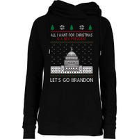 All I Want For Christmas Is A New President Let's Go Brandon Womens Funnel Neck Pullover Hood