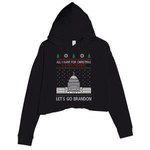 All I Want For Christmas Is A New President Let's Go Brandon Crop Fleece Hoodie