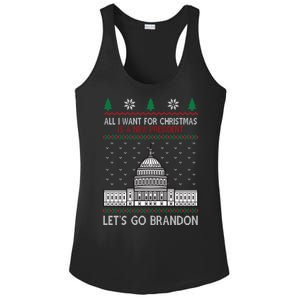 All I Want For Christmas Is A New President Let's Go Brandon Ladies PosiCharge Competitor Racerback Tank