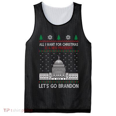 All I Want For Christmas Is A New President Let's Go Brandon Mesh Reversible Basketball Jersey Tank