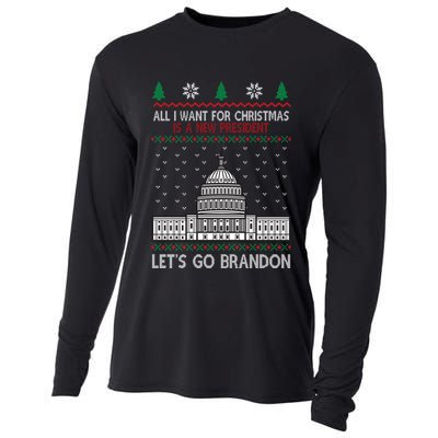 All I Want For Christmas Is A New President Let's Go Brandon Cooling Performance Long Sleeve Crew