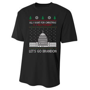 All I Want For Christmas Is A New President Let's Go Brandon Performance Sprint T-Shirt