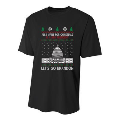 All I Want For Christmas Is A New President Let's Go Brandon Youth Performance Sprint T-Shirt