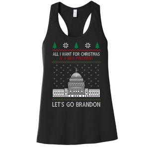 All I Want For Christmas Is A New President Let's Go Brandon Women's Racerback Tank