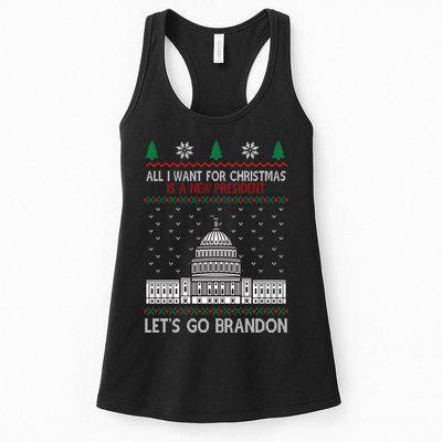 All I Want For Christmas Is A New President Let's Go Brandon Womens Tank Top