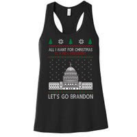 All I Want For Christmas Is A New President Let's Go Brandon Women's Racerback Tank