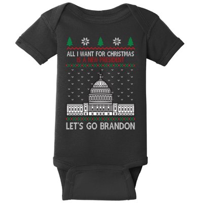 All I Want For Christmas Is A New President Let's Go Brandon Baby Bodysuit