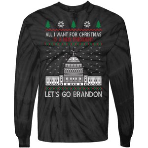 All I Want For Christmas Is A New President Let's Go Brandon Tie-Dye Long Sleeve Shirt