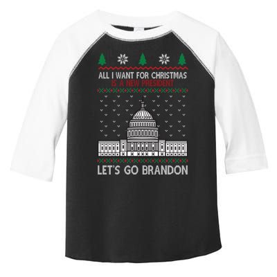 All I Want For Christmas Is A New President Let's Go Brandon Toddler Fine Jersey T-Shirt