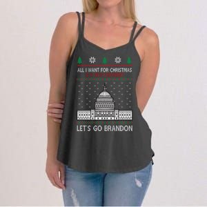 All I Want For Christmas Is A New President Let's Go Brandon Women's Strappy Tank