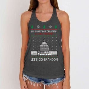 All I Want For Christmas Is A New President Let's Go Brandon Women's Knotted Racerback Tank