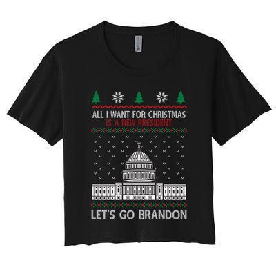 All I Want For Christmas Is A New President Let's Go Brandon Crop Top