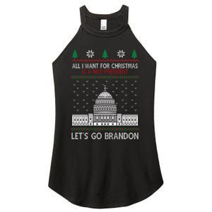 All I Want For Christmas Is A New President Let's Go Brandon Women's Perfect Tri Rocker Tank