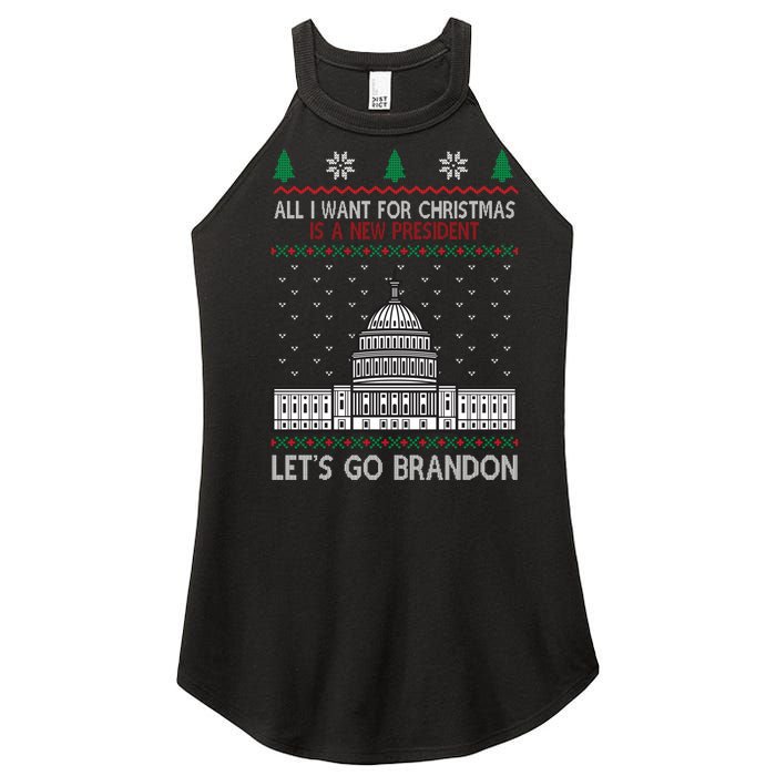 All I Want For Christmas Is A New President Let's Go Brandon Women's Perfect Tri Rocker Tank