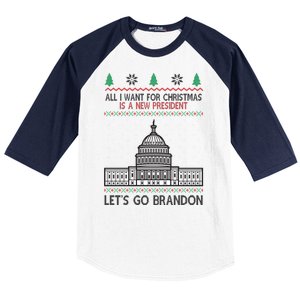 All I Want For Christmas Is A New President Let's Go Brandon Baseball Sleeve Shirt