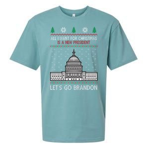 All I Want For Christmas Is A New President Let's Go Brandon Sueded Cloud Jersey T-Shirt