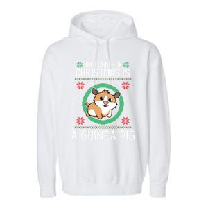 All I Want For Christmas Is A Guinea Pig Funny Xmas Sweater Gift Garment-Dyed Fleece Hoodie