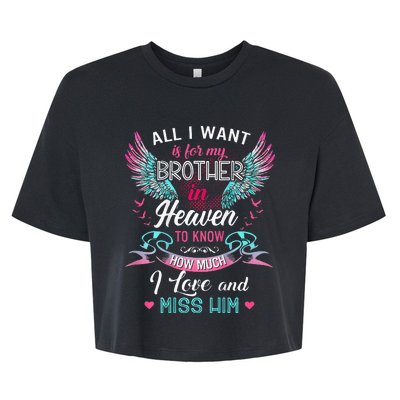 All I Want Is For My Brother In Heaven Angel Wings Love Him Bella+Canvas Jersey Crop Tee