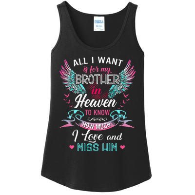 All I Want Is For My Brother In Heaven Angel Wings Love Him Ladies Essential Tank