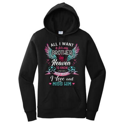 All I Want Is For My Brother In Heaven Angel Wings Love Him Women's Pullover Hoodie