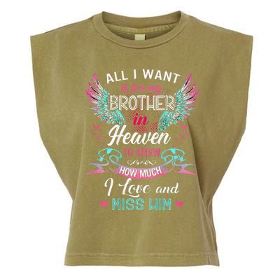 All I Want Is For My Brother In Heaven Angel Wings Love Him Garment-Dyed Women's Muscle Tee