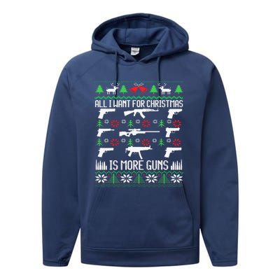 All I Want Is More Guns Collector Hunting Ugly Christmas Performance Fleece Hoodie