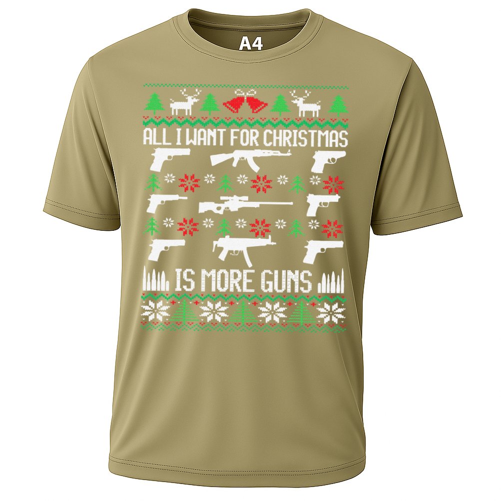 All I Want Is More Guns Collector Hunting Ugly Christmas Cooling Performance Crew T-Shirt