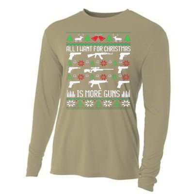 All I Want Is More Guns Collector Hunting Ugly Christmas Cooling Performance Long Sleeve Crew