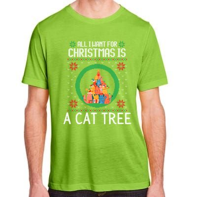 All I Want For Christmas Is A Cat Tree Ugly Xmas Sweater Fun Gift Adult ChromaSoft Performance T-Shirt