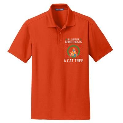 All I Want For Christmas Is A Cat Tree Ugly Xmas Sweater Fun Gift Dry Zone Grid Polo