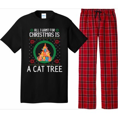 All I Want For Christmas Is A Cat Tree Ugly Xmas Sweater Fun Gift Pajama Set