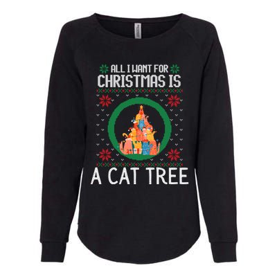 All I Want For Christmas Is A Cat Tree Ugly Xmas Sweater Fun Gift Womens California Wash Sweatshirt