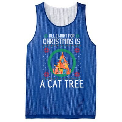 All I Want For Christmas Is A Cat Tree Ugly Xmas Sweater Fun Gift Mesh Reversible Basketball Jersey Tank