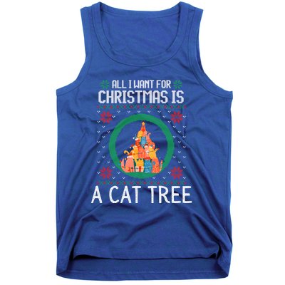 All I Want For Christmas Is A Cat Tree Ugly Xmas Sweater Fun Gift Tank Top