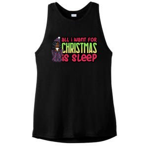 All I Want For Christmas Is Sleep Sipping Hot Cocoa Gift Ladies PosiCharge Tri-Blend Wicking Tank