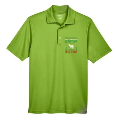 All I Want For Xmas Is A Goat Ugly Christmas Gift Men's Origin Performance Pique Polo