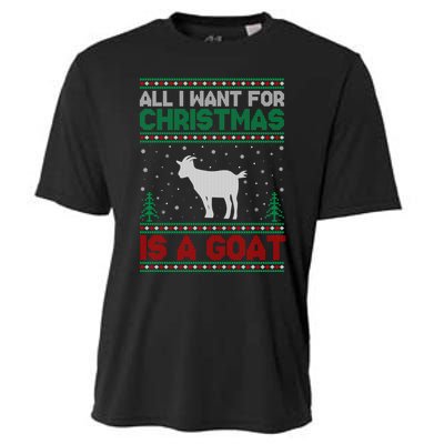 All I Want For Xmas Is A Goat Ugly Christmas Gift Cooling Performance Crew T-Shirt