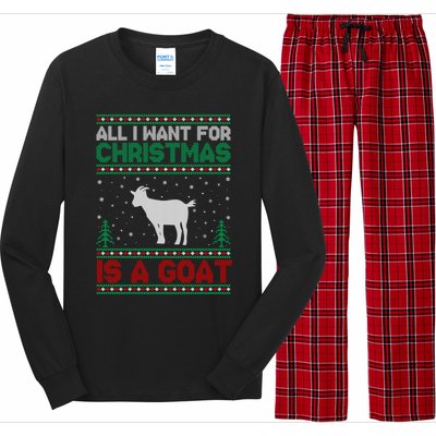 All I Want For Xmas Is A Goat Ugly Christmas Gift Long Sleeve Pajama Set