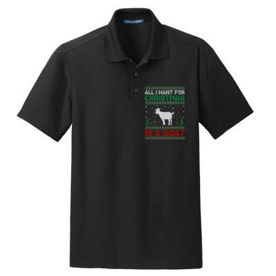 All I Want For Xmas Is A Goat Ugly Christmas Gift Dry Zone Grid Polo