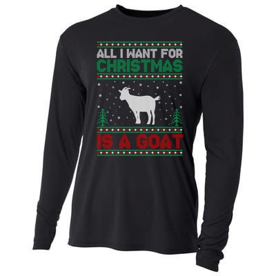 All I Want For Xmas Is A Goat Ugly Christmas Gift Cooling Performance Long Sleeve Crew