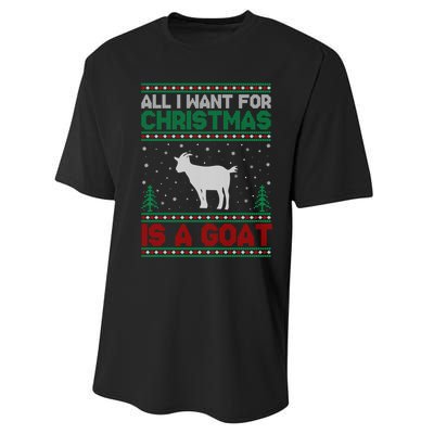 All I Want For Xmas Is A Goat Ugly Christmas Gift Performance Sprint T-Shirt