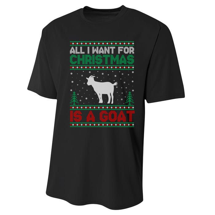 All I Want For Xmas Is A Goat Ugly Christmas Gift Performance Sprint T-Shirt