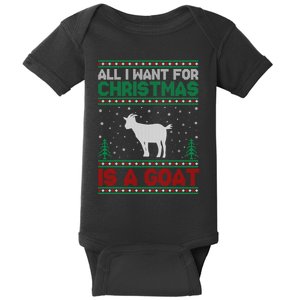 All I Want For Xmas Is A Goat Ugly Christmas Gift Baby Bodysuit